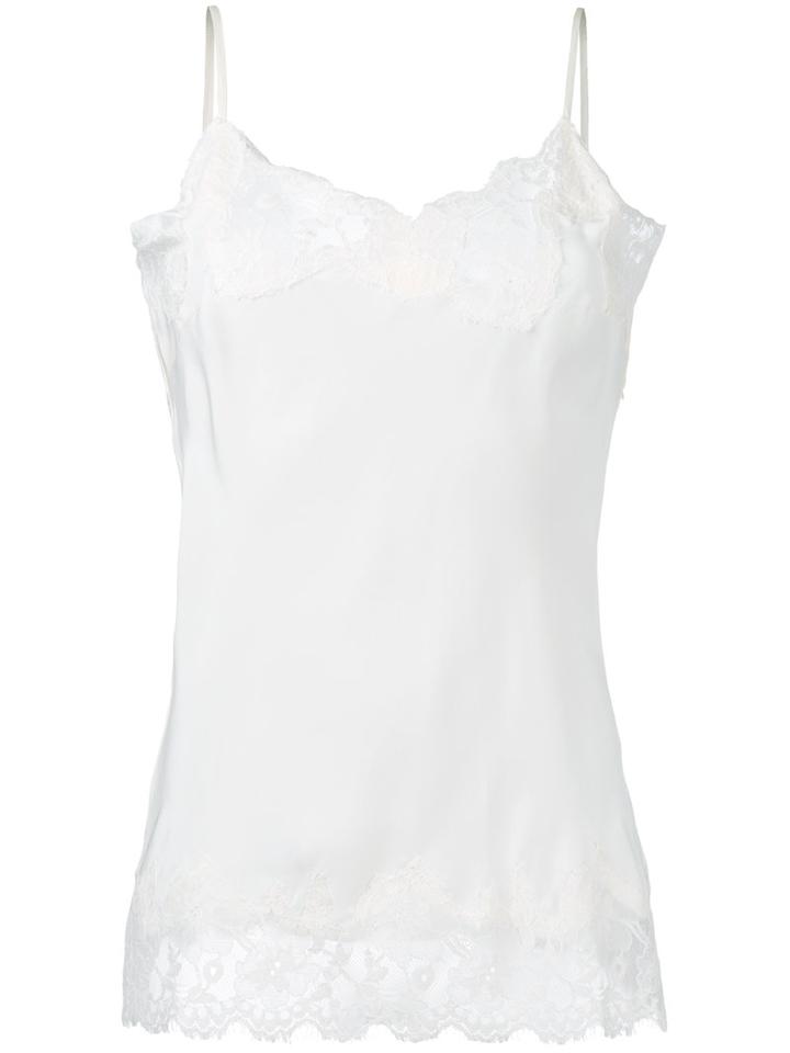 Gold Hawk Lace Trim Cami Top, Women's, Size: Small, White, Silk/cotton/nylon/rayon