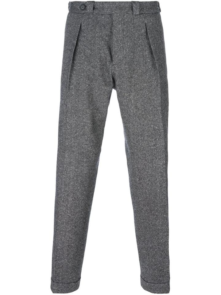 Carven Straight Leg Trousers, Men's, Size: 44, Grey, Silk/cotton/virgin Wool