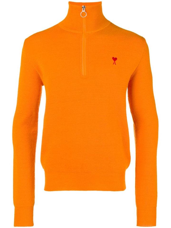 Ami Paris Ami De Coeur Trucker Pass Sweater - Orange