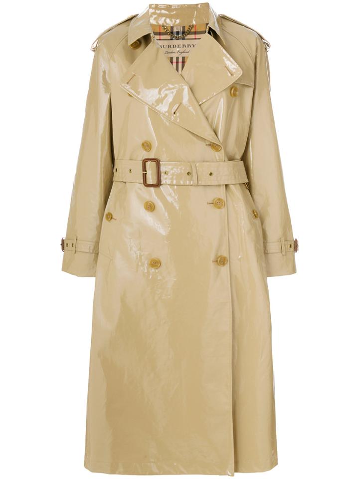 Burberry Patent Trench Coat - Brown