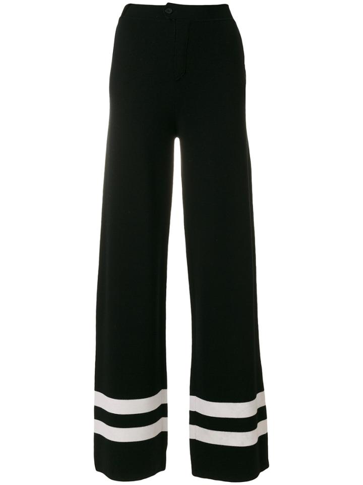 Chinti & Parker Flared Striped Trousers - Black