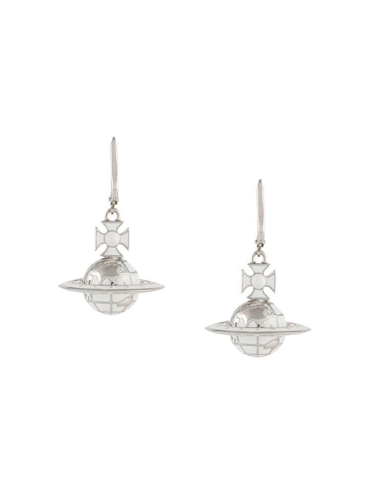 Vivienne Westwood Logo Orb Pendant Earrings - White
