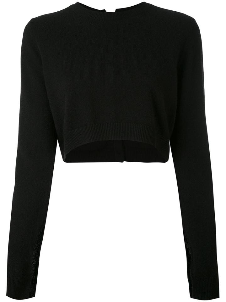 Slit Sleeves Cropped Jumper - Women - Cashmere - 2, Black, Cashmere, Dorothee Schumacher