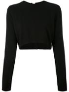 Slit Sleeves Cropped Jumper - Women - Cashmere - 2, Black, Cashmere, Dorothee Schumacher