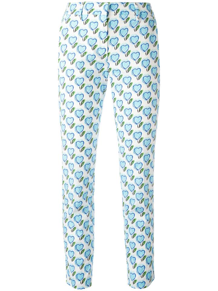 Prada Printed Trousers, Women's, Size: 44, Blue, Cotton/spandex/elastane