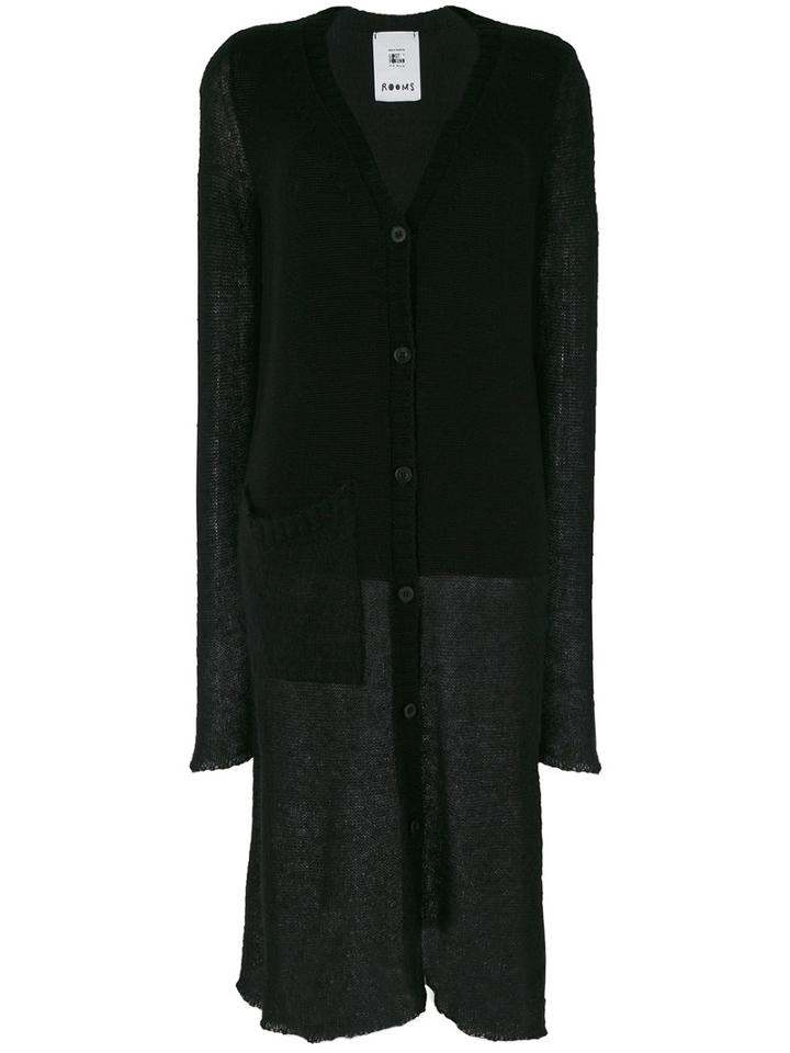 Lost & Found Rooms - Semi-sheer Long Cardigan - Women - Acrylic/polyamide/mohair/wool - Xs, Black, Acrylic/polyamide/mohair/wool