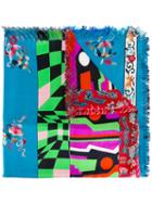 Pierre-louis Mascia Stripe And Floral Fringed Scarf, Women's, Silk