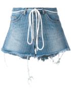 Off-white - Drawstring Denim Shorts - Women - Cotton/polyester - 27, Women's, Blue, Cotton/polyester