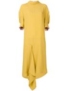 Marni - Asymmetric Midi Dress - Women - Silk/acetate - 42, Yellow/orange, Silk/acetate