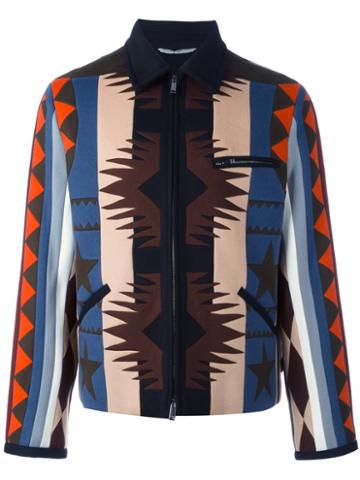 Valentino Navajo-style Pattern Bomber Jacket, Men's, Size: 50, Cotton/cashmere/virgin Wool