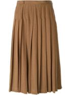 Louis Feraud Vintage Pleated Midi Skirt, Women's, Size: 40, Brown
