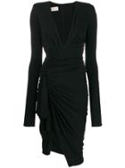 Alexandre Vauthier Plunge Fitted Midi Dress - Black