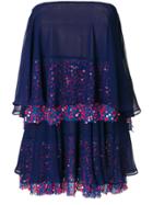 Talbot Runhof Tiered Sequined Sleeveless Dress - Blue