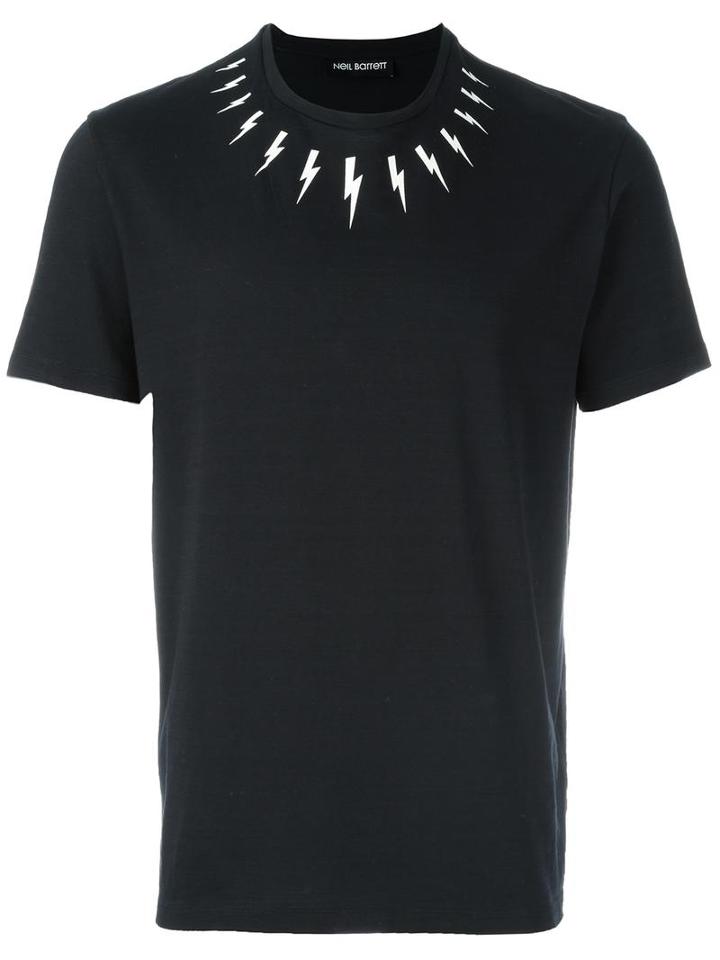Neil Barrett Lightning Print T-shirt, Men's, Size: Large, Black, Cotton