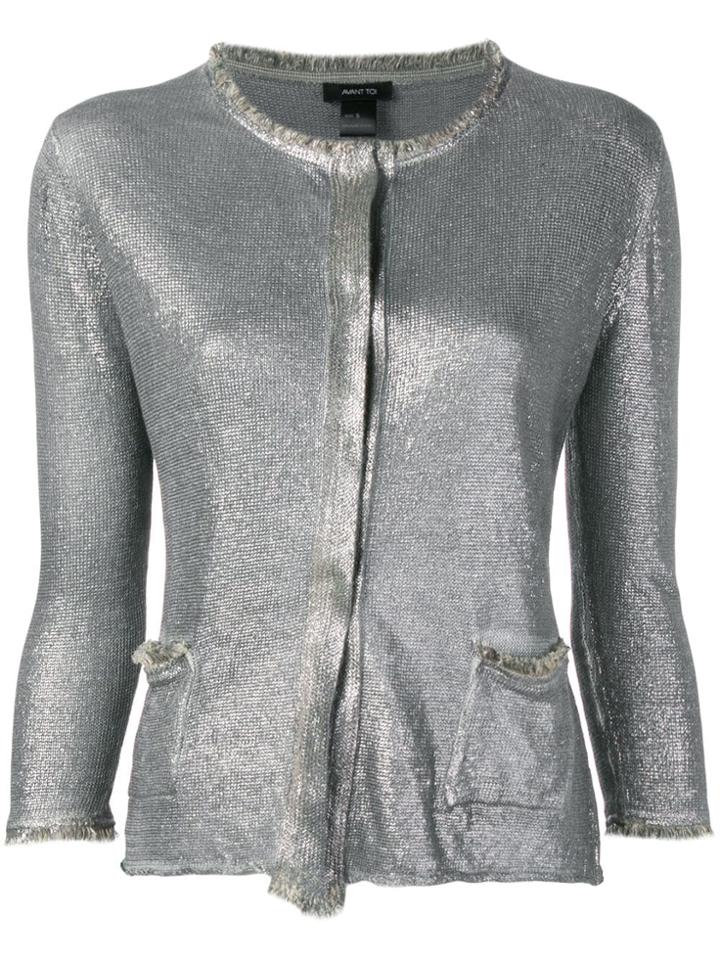 Avant Toi Metallic Cardigan - Silver