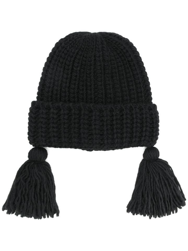 Federica Moretti Tassel Embellished Beanie - Black