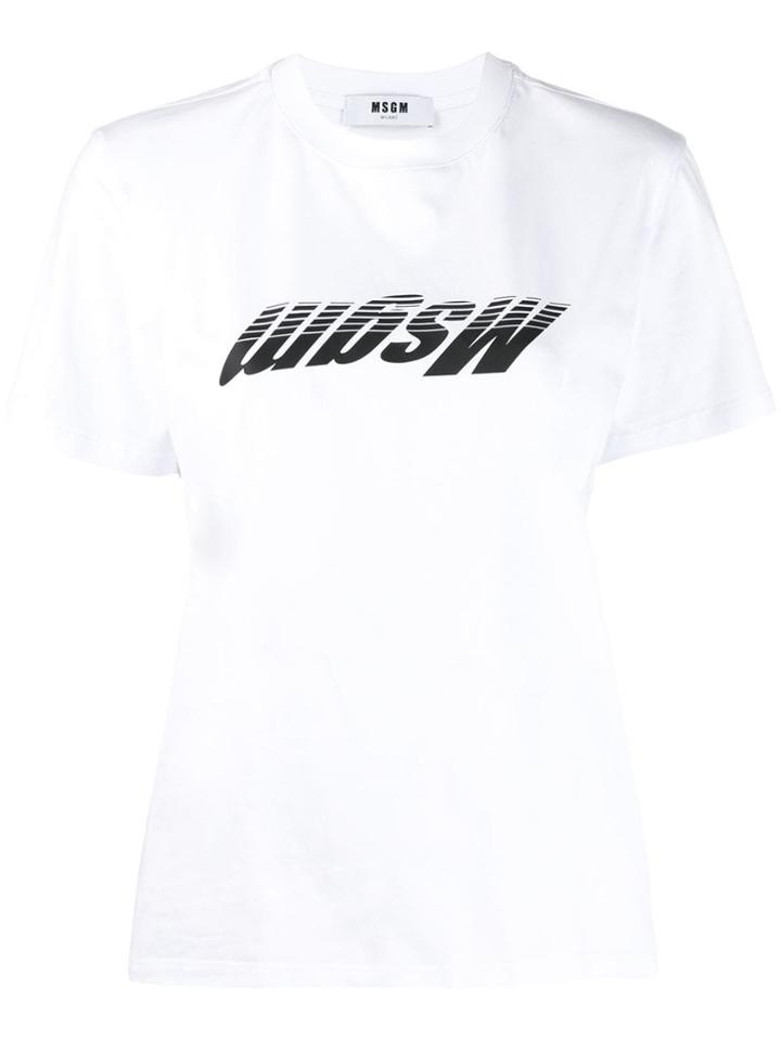 Msgm Upturned 3d Logo Print T-shirt - White