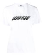 Msgm Upturned 3d Logo Print T-shirt - White
