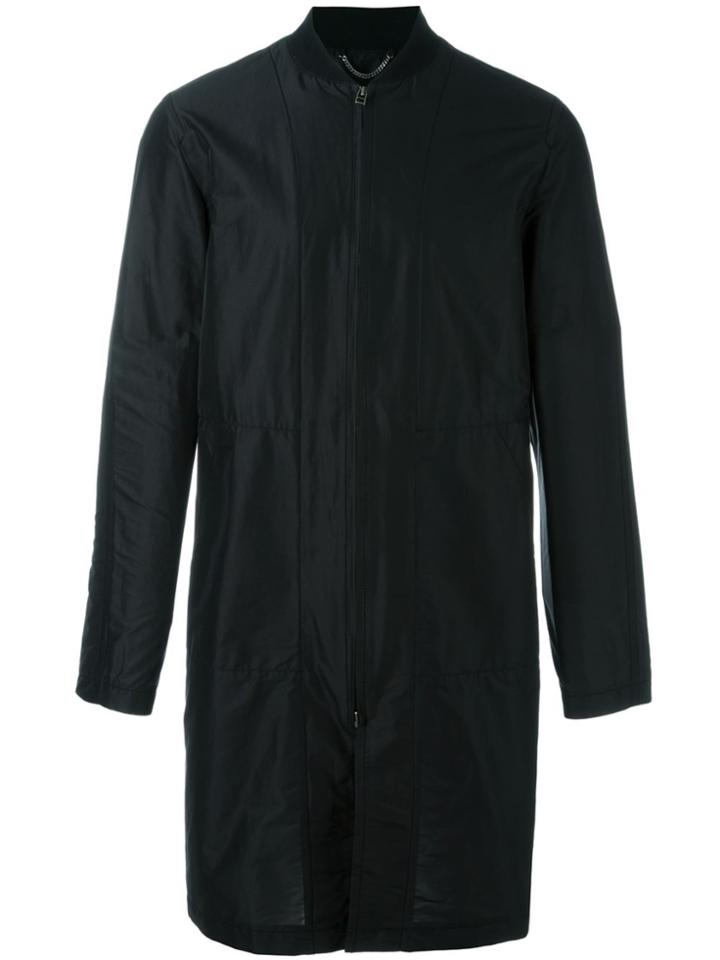 Helmut Lang Long Bomber Style Coat - Black