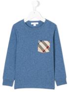 Burberry Kids - Checked Chest Pocket Sweatshirt - Kids - Cotton - 5 Yrs, Blue
