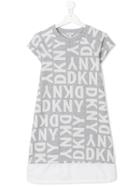Dkny Kids Teen Branded Sheer Hem Dress - Grey