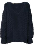 Muller Of Yoshiokubo Cable-knit Oversized Sweater - Blue