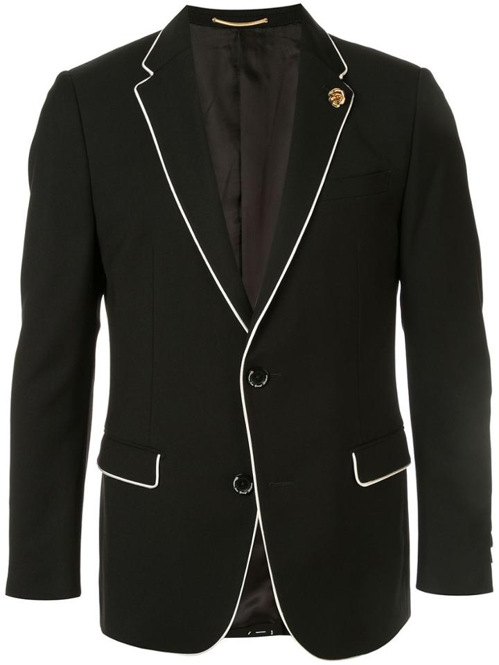 Education From Young Machines Single-breasted Trimmed Blazer - Black