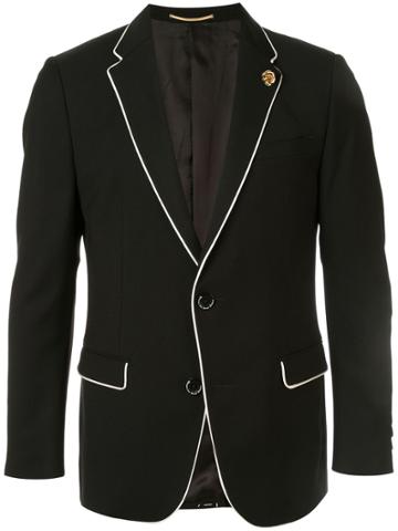 Education From Young Machines Single-breasted Trimmed Blazer - Black