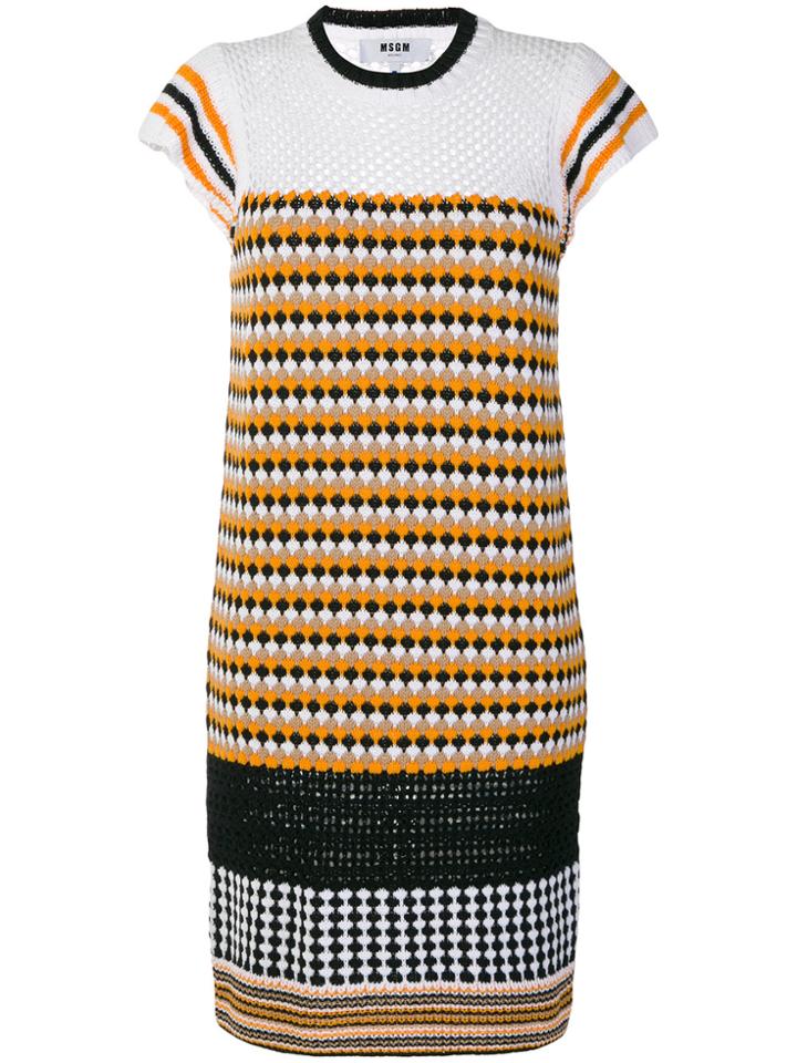 Msgm Patterned Knit Dress - Yellow & Orange