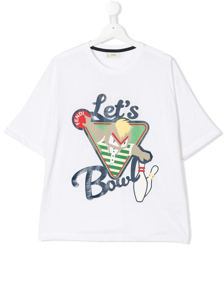 Fendi Kids Let's Bowl Print T-shirt - White
