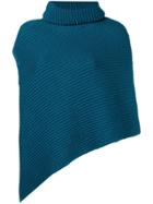 Pringle Of Scotland Ribbed Knit Poncho - Blue
