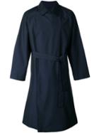 E. Tautz Double Breasted Trench Coat, Men's, Size: Small, Blue, Nylon/wool