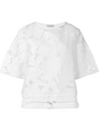 Moncler Floral Applique Blouse, Women's, Size: M, White, Cotton/silk/polyester