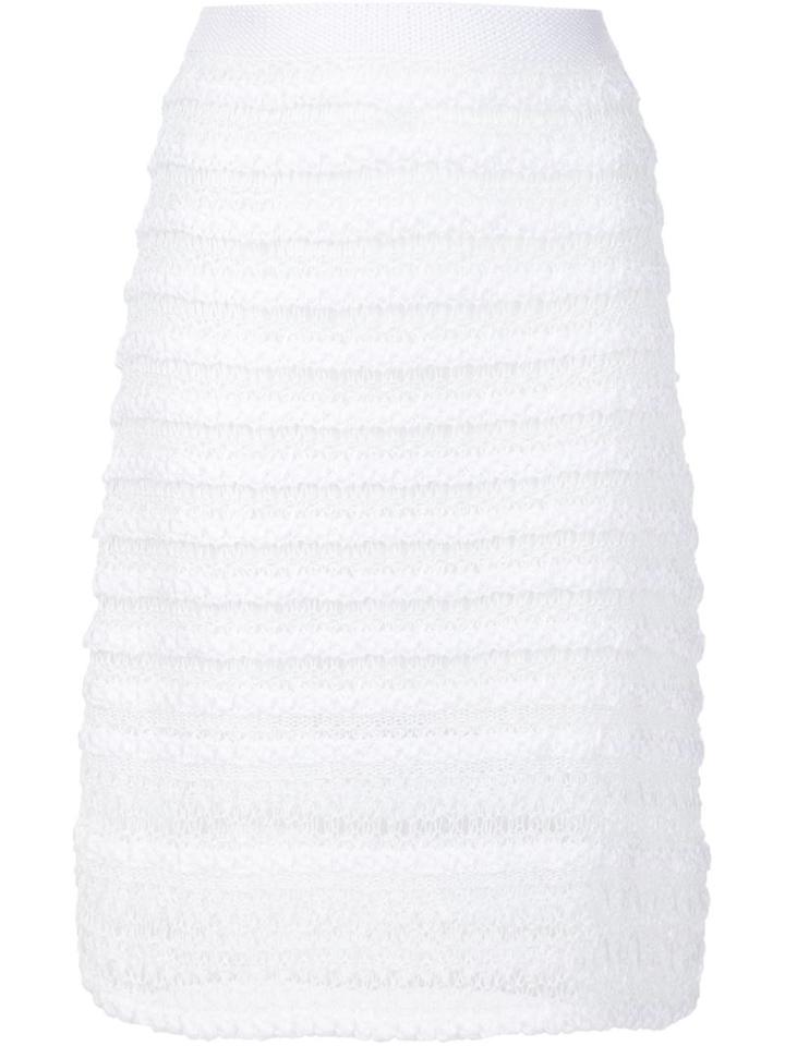 Thakoon Addition Striped Knit Pencil Skirt, Women's, Size: Medium, White, Silk/cotton/nylon