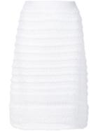 Thakoon Addition Striped Knit Pencil Skirt, Women's, Size: Medium, White, Silk/cotton/nylon