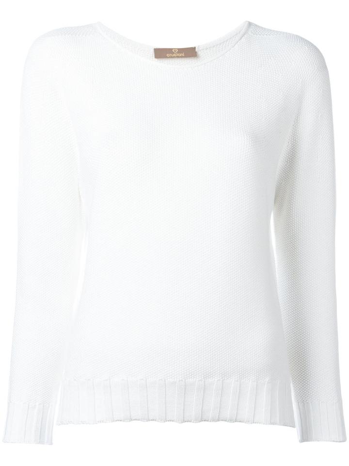 Cruciani Boat Neck Jumper, Women's, Size: 40, White, Cotton
