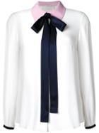 Roksanda Ribbon Collar Blouse, Women's, Size: 14, White, Silk/polyamide/acetate