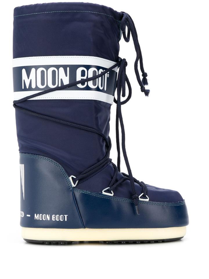 Moon Boot Logo Drawstring Boots - Blue
