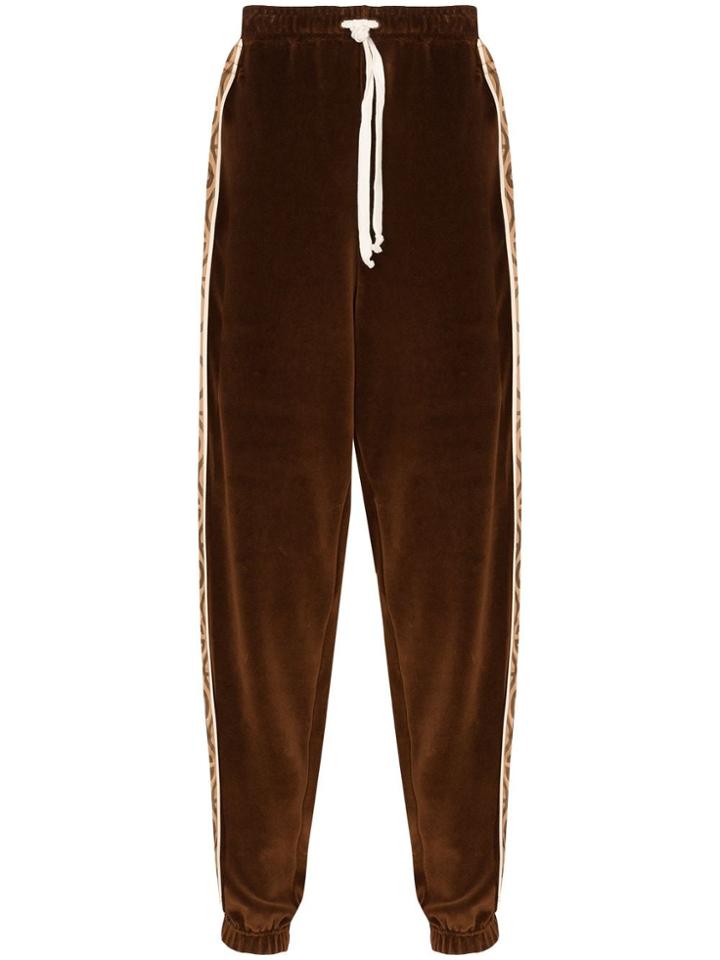 Gucci Gg Rhombus Velvet Sweatpants - Brown
