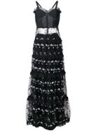 Giuseppe Di Morabito Embroidered Ruffle Mesh Dress - Black