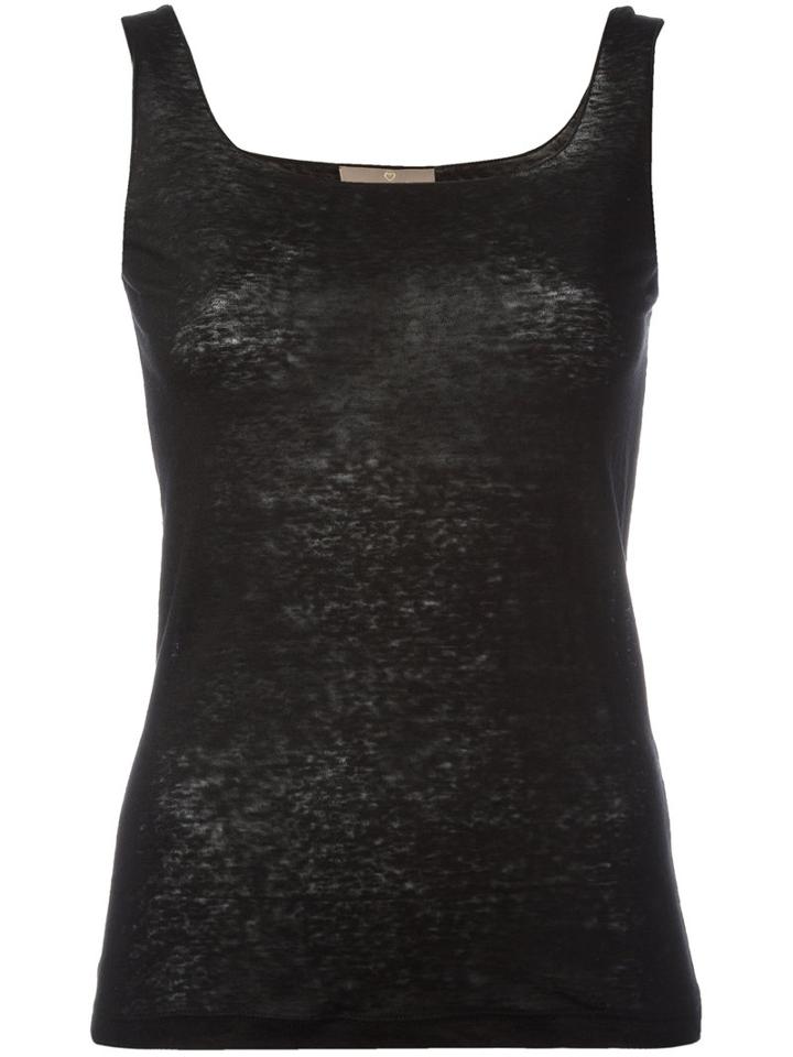 Cruciani - Square Neck Top - Women - Linen/flax - 46, Black, Linen/flax