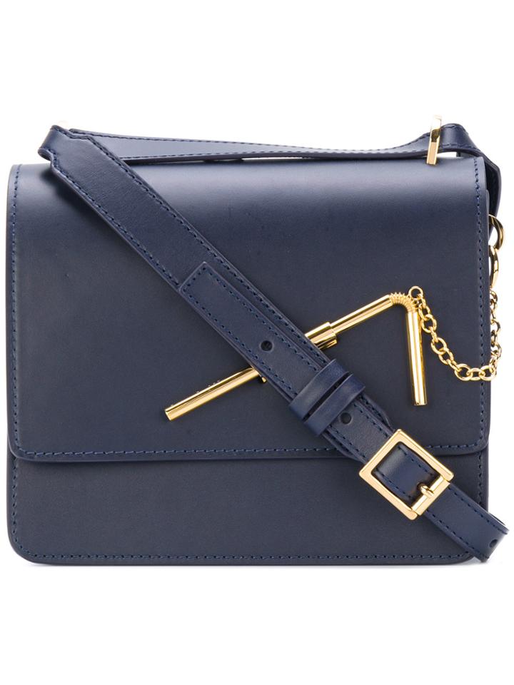 Sophie Hulme Straw Shoulder Bag - Blue