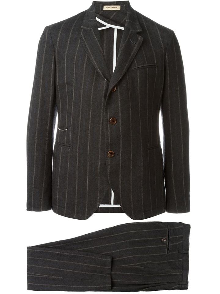 Al Duca D'aosta 1902 Striped Two Piece Suit, Men's, Size: 52, Grey, Cotton/linen/flax/cashmere/lambs Wool