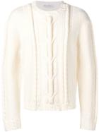 Jw Anderson Cable Knit Crew Neck Jumper - White