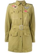 Mr & Mrs Italy - Belted Military Style Jacket - Women - Cotton - 40, Women's, Green, Cotton