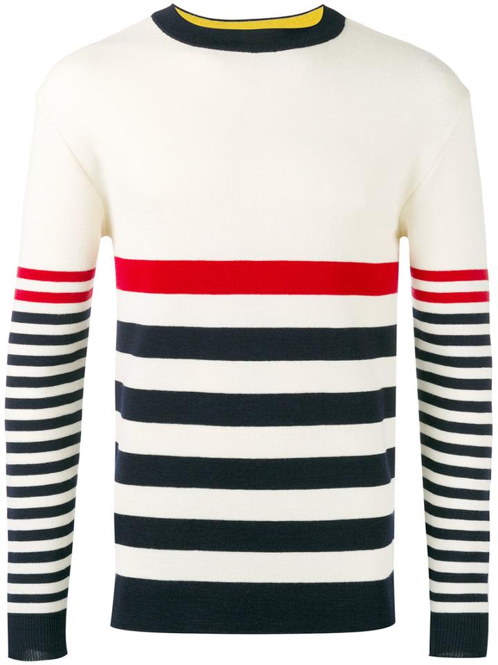 Maison Kitsuné Striped Sweater, Men's, Size: Medium, Nude/neutrals, Wool