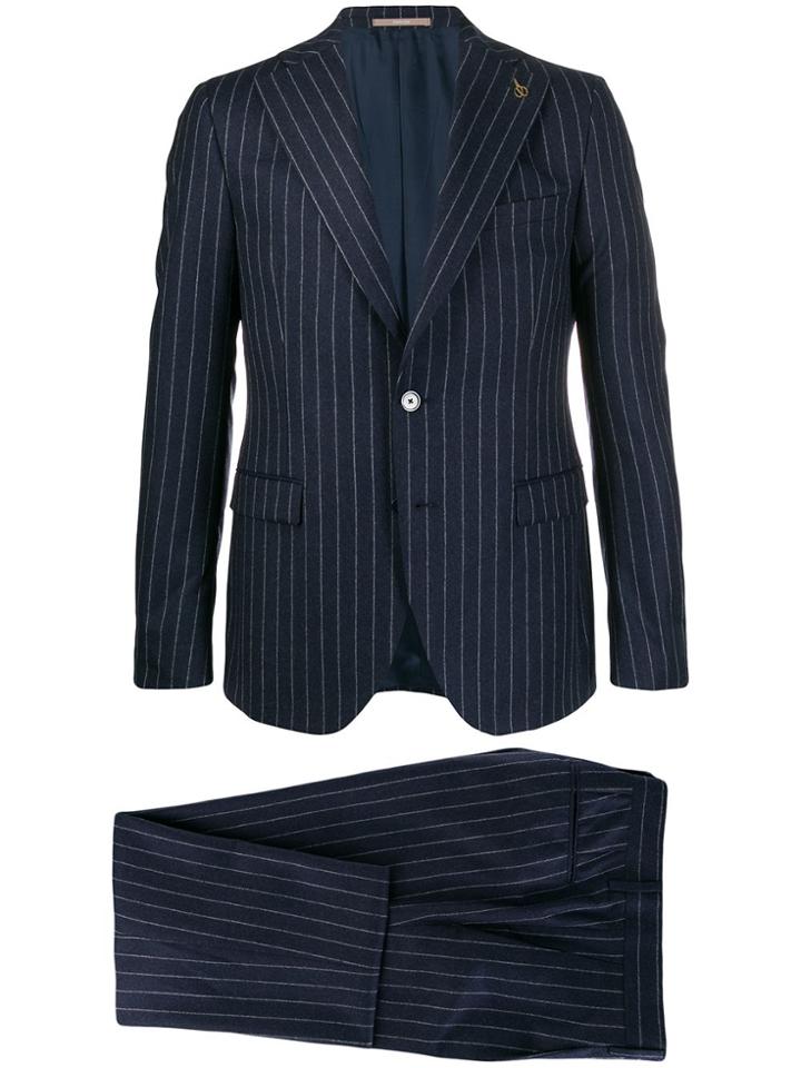 Paoloni Two-piece Striped Suit - Blue