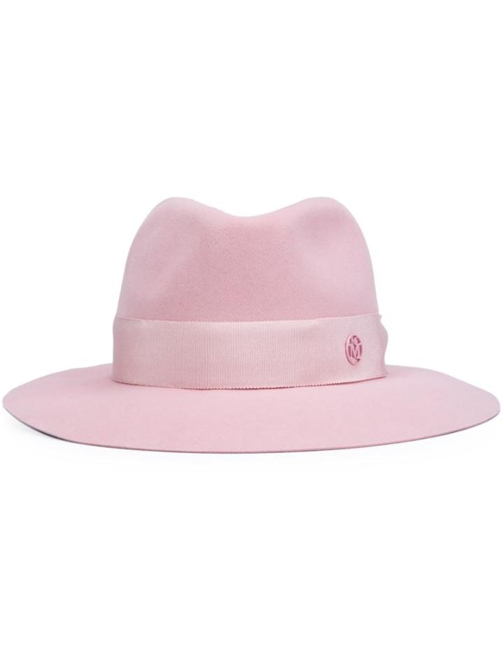 Maison Michel Logo Plaque Fedora Hat, Women's, Size: Small, Pink/purple, Wool