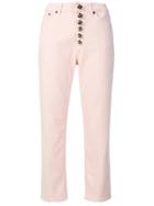 Dondup Button Embellished Cropped Trousers - Nude & Neutrals