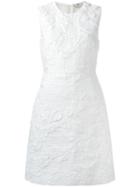 Fendi Floral Cloqué Dress, Women's, Size: 44, White, Silk/cotton/mink Fur